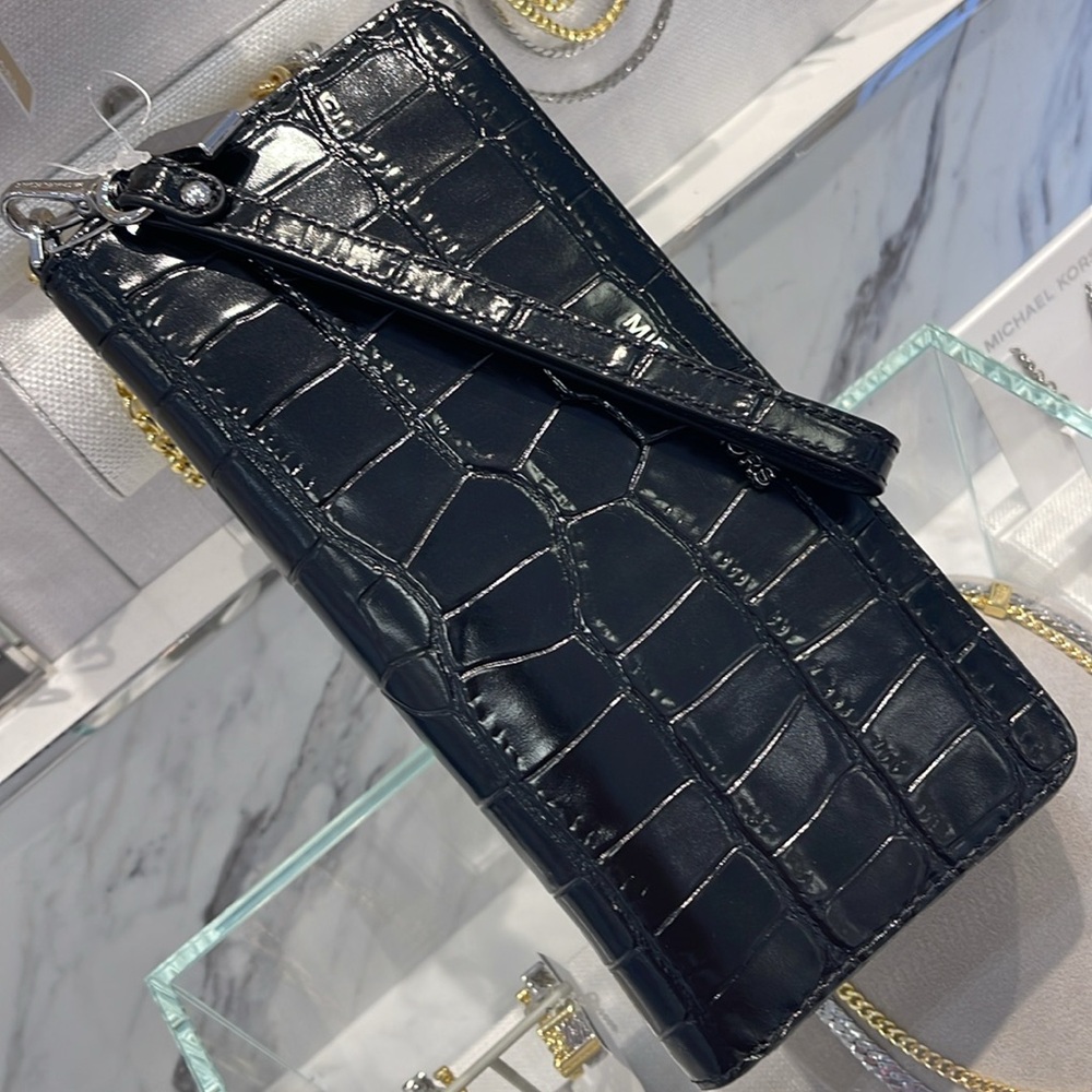 Michael Kors JtSet Travel Metallic Crocodile Embossed Leather Continental Wallet - Picture 16 of 16